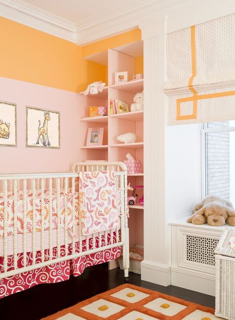 Do you ever look at the decor around your house and realize you've been leaning heavily towards your favorite color? I have. But don't shame yourself for decorating in all blue tones or green shades. Sometimes, an analogous color scheme can be exactly what your soul needs to see after a long hard day. Using this Nursery Design Girl, Orange Nursery, Peanut Gallery, Analogous Color Scheme, Baby Nurseries, Calming Bedroom, Orange Baby, Orange Paint