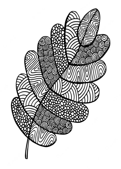 Illustration Leaves, Leaves Doodle, Leaf Coloring Page, Monochromatic Art, Motif Batik, Mandala Design Pattern, Doodle Style, Drawing Clipart, Butterfly Clip Art