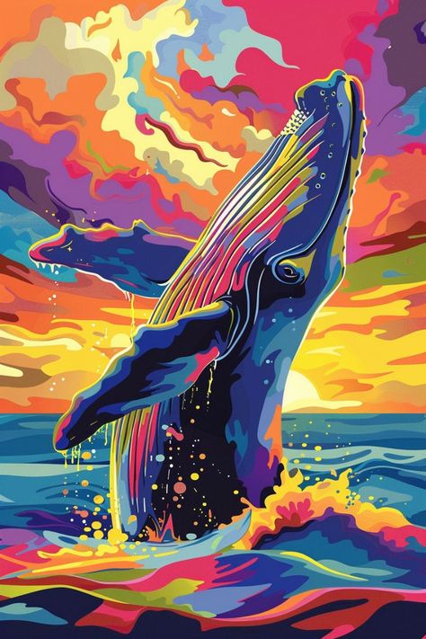 Whale Breaching, Whale Artwork, Big Whale, Whale Painting, Pop Art Animals, Sea Life Art, Whale Art, The Whale, Marine Mammals