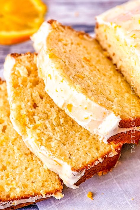 Orange Desserts Easy, Vanilla Loaf, Vanilla Loaf Cake, Orange Desserts, Orange Loaf Cake, Orange Loaf, Orange Dessert, Homemade Cheesecake, Decadent Cakes