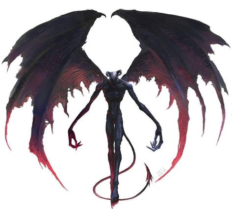 Demon Familiar, Night Gaunt, Demon Wings, Fantasy Demon, Dark Creatures, Wings Drawing, Wings Art, 다크 판타지, Monster Concept Art