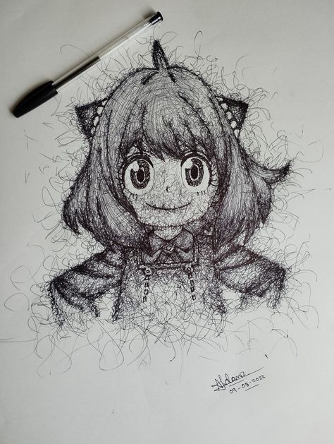 Easiest method to make any sketch... U must try once... Anime Scribble Art, Pen Scribble Art, Cement Art, Scribble Art, Anya Forger, Pen Art, Drawing Reference, Cement, Anime Art