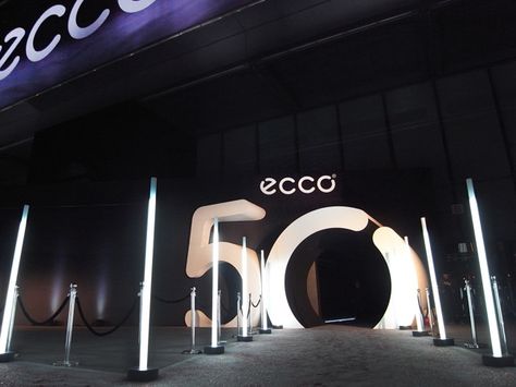 2013 ecco 50th Anniversary on Behance Event Entrance Design, 20th Anniversary Ideas, Event Venue Design, Corporate Anniversary, Classical Facade, Event Entrance, Company Anniversary, Event Advertising, 50 Years Anniversary