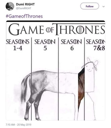 The best memes, reactions to 'Game of Thrones' season 8, episode 6 - SFGate Horse Meme, Game Of Thrones Meme, Game Of Thrones Facts, Drawing Meme, Got Game Of Thrones, Game Of Thrones Funny, Got Memes, Gra O Tron, Games Of Thrones