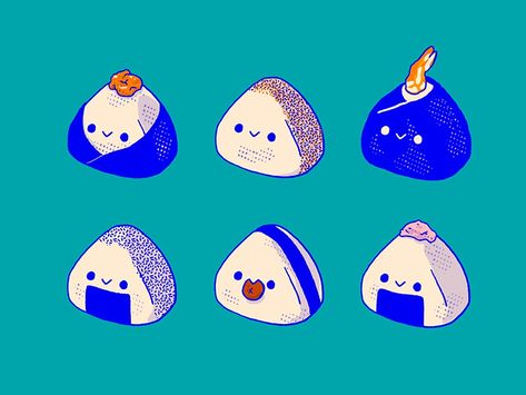 Onigiri Tattoo, Sushi Tattoos, Onigiri Drawing, Onigiri Wallpaper, Onigiri Art, Running Sushi, Onigiri Illustration, Aesthetic Onigiri, Cute Sushi Illustration