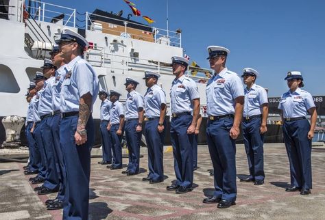 (U.S. Coast Guard Photo) Coast Guard Tattoo, Coast Guard Uniform, Coast Guard Academy, Indian Coast Guard, Military Ranks, Treading Water, Merchant Marine, Navy Sailor, Naval History