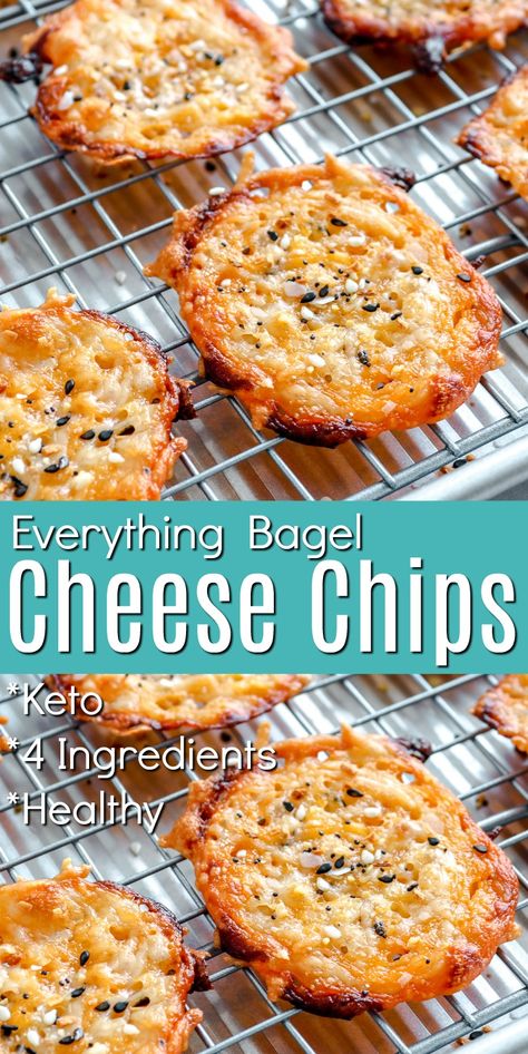 Keto Cheese Chips, Cheese Chips, Crispy Cheese, Keto Cheese, Chips Recipe, Keto Recipes Dinner, Snacks Für Party, Low Carb Snacks, Everything Bagel