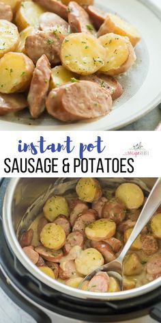 This creamy Sausage and Potatoes is a healthy meal (made with turkey sausage!), FULL of flavour and can be made in the Instant Pot or stovetop.   #sausage #potatoes #dinner #instantpot #pressurecooker #instantpotrecipe #easyrecipe #recipe | Instant Pot recipe | pressure cooker recipe | easy dinner recipe | comfort food Instant Pot Dinners, Sausage And Potatoes, Creamer Potatoes, Recipes Instant Pot, Pot Dinners, Pot Recipes Easy, Diner Recept, Comfort Food Recipes Dinners, Easy Comfort Food