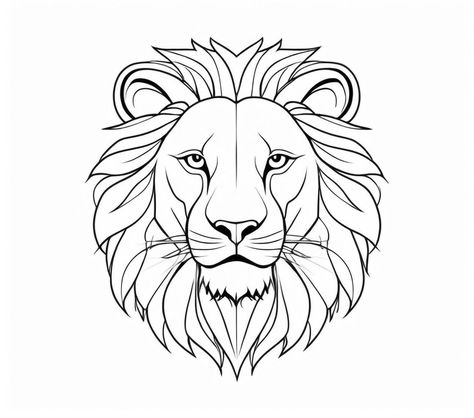 Lion Flash Tattoo, Leo Painting Ideas, Lioness Tattoo Stencil, Lion Sketch Simple, Lion Tattoo Design Stencil, Cartoon Lion Drawing, Lion Line Drawing, Lion Drawing Easy, Lion Outline