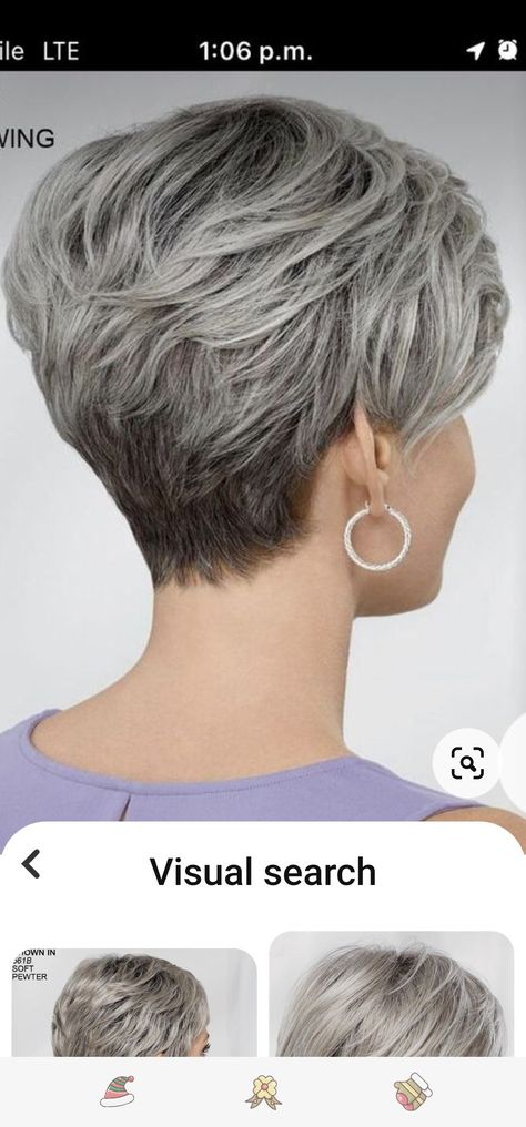 Hair Cuts For Thinner Hair Round Face, Short Stacked Hair, High Waist Cargo Pants, Short Hair Back, Short White Hair, Waist Cargo Pants, Short Silver Hair, Short Hair Images, Pixie Haircut For Thick Hair