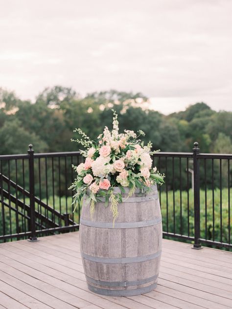 Barrel Flowers, Wedding Fireworks, Church Wedding Flowers, Informal Weddings, Wine Barrels, Flowers Ideas, Diy Wedding Flowers, Ceremony Flowers, Wedding Arrangements