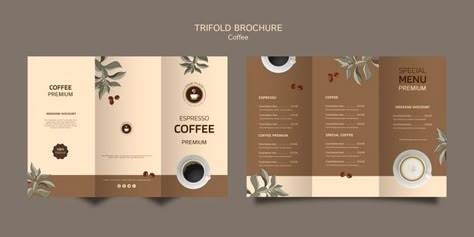 Coffee Brochure, Accordion Brochure, Coffee Menu Design, Restaurant Brochures, Brochure Examples, Coffee Restaurant, Brochure Psd, Brochure Design Creative, Web Mockup