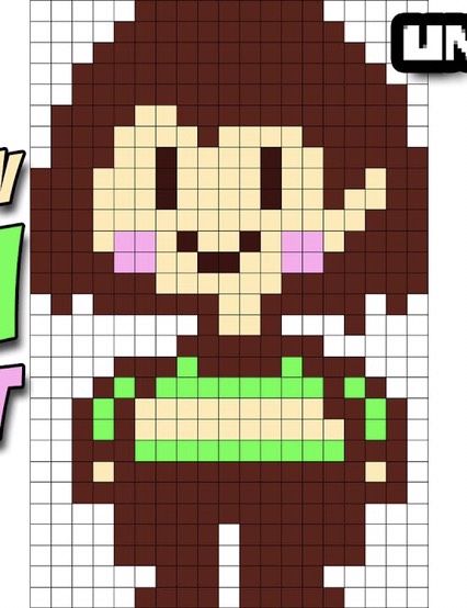 Perler Beads Undertale Temmie, Undertale Pixel Art Grid, Undertale Pixel Art, Chara Undertale, Modele Pixel Art, Little Misfortune, Melty Bead Patterns, Easy Pixel Art, Pixel Art Templates