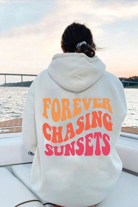 Check us out on Etsy! Sunset Hoodie, Preppy Pullover, Vsco Hoodie, Aesthetic Hoodies, Beach Sweatshirt, Chasing Sunsets, Time Clothes, Hoodie Aesthetic, Sweatshirt Trendy