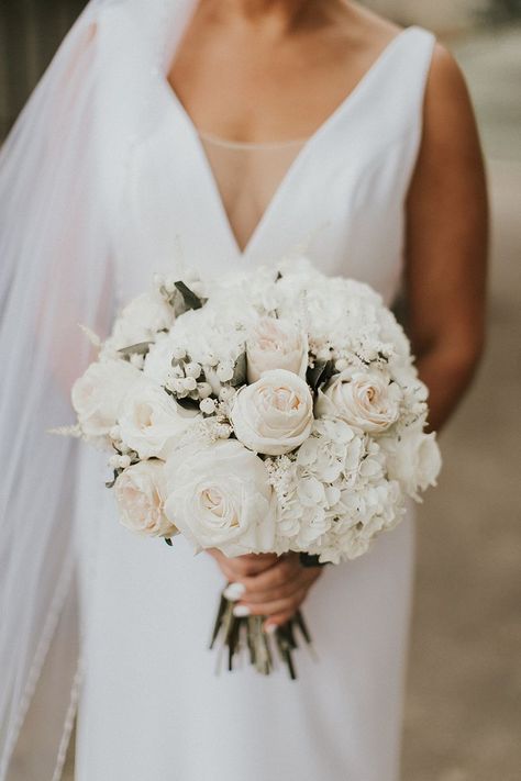 All-White Bridal Bouquet + Style 2268 by Casablanca Bridal | Top 10 Best Wedding Dress and Bridal Bouquet Pairings Bridal Bouquet Styles, Alternative Wedding Bouquet, Greenery Wedding Bouquet, Rose Bridal Bouquet, Casablanca Bridal, Bridal Bouquet Flowers, White Bridal Bouquet, White Wedding Bouquets, White Wedding Flowers