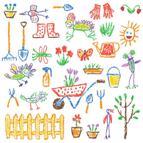 Kids Crayon Drawing, Kids Drawings Aesthetic, Crayon Doodles Drawings, Doodle Illustration Art, Kids Doodles Drawing, Playground Doodle, Kids Drawing Aesthetic, Cute Illustrations Doodles, Cute Crayon Doodles