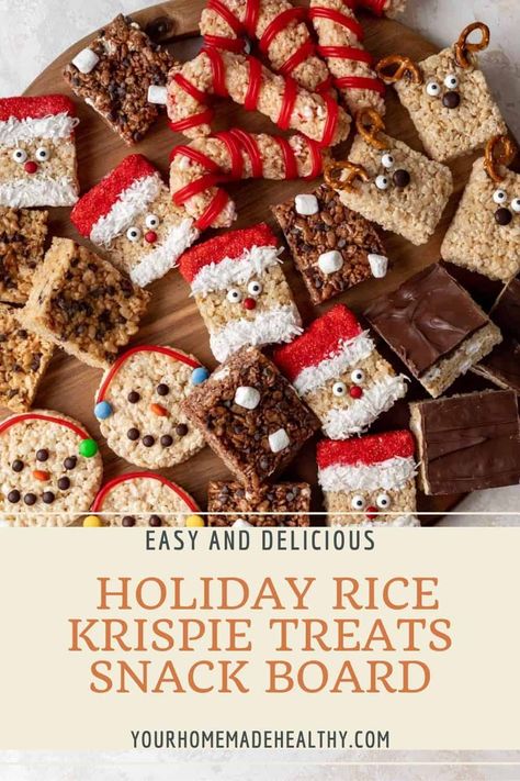 Christmas Rice Krispie Treats Wreaths, Easy Christmas Rice Krispie Treats, Rice Crispy Treats Christmas Ideas, Christmas Rice Crispy Treats Easy, Rice Krispie Treats For Christmas, Christmas Krispie Treats, Christmas Rice Crispies, Festive Rice Krispie Treats, Santa Rice Krispie Treats