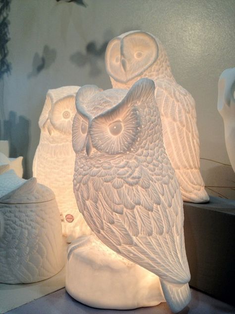 My Owl Barn: Ceramic Owl Lamp Owl Lamp, Owl Collection, Unique Home Accessories, Christmas Idea, Hoot Owl, Owl Crafts, Ceramic Owl, White Pottery, Owl Decor