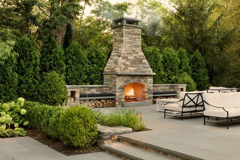 Hundreds Woods | Dan Gordon Landscape Architects Colonial Landscaping, Outdoor Fireplace Designs, Outdoor Fireplace Patio, Backyard Fireplace, English Cottage Garden, Landscape Architects, Pergola Patio, I Want Him, Backyard Patio Designs