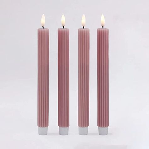 Amazon.com: Real Wax LED Taper Candles, Most Realistic 10 Inches Pink Striped Flameless Candlesticks, with 3D Flickering Flame for Wedding/Home Decorations : Tools & Home Improvement Flameless Taper Candles, Led Taper Candles, Window Candles, Taper Candle Holder, Flame Design, Flickering Candles, Vintage Candle Holders, Flameless Candles, Vintage Candles