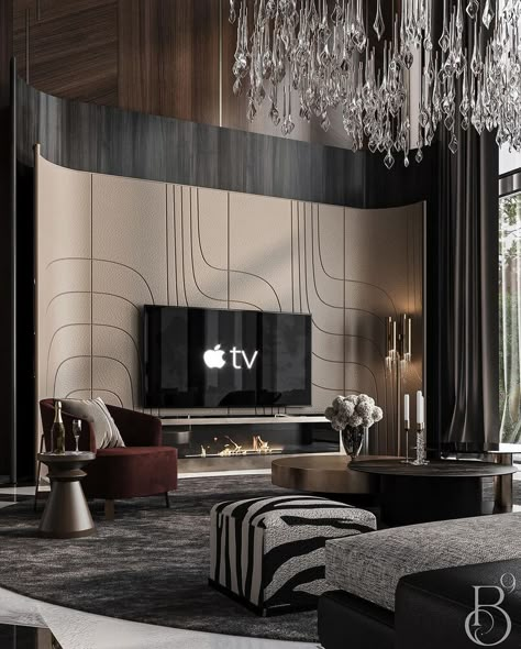 ELEGANCE ELEVATED: A JOURNEY INTO LUXURY LIVING ROOM DESIGN - Covet Collection Luxury Tv Wall, Feature Wall Design, Living Tv, Tv Room Design, Luxury Living Room Design, Tv Wall Design, Tv Unit Design, Living Room Tv Wall, Elegant Living Room