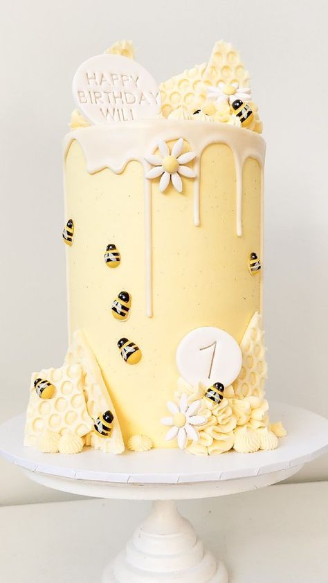 Bee Cake For 1st Birthday, So Sweet To Bee One Birthday Cake, First Beeday Cake, My First Bee Day Cake, Bumble Bee Cakes, Bee Cake Ideas 1st Birthdays, 1st Bee Day Cake, Bee Birthday Party Girl, First Bee Day Cake