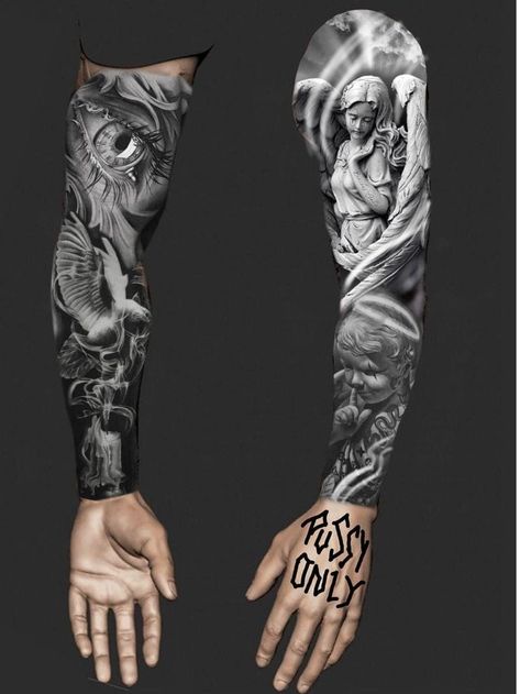 Inside Bicep Tattoo, Clock Tattoo Sleeve, Arm Tattoos Drawing, Full Hand Tattoo, Half Sleeve Tattoos Forearm, Full Leg Tattoos, Realistic Tattoo Sleeve, Full Sleeve Tattoo Design, Men Tattoos Arm Sleeve