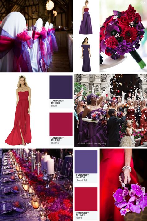 purple and red wedding Purple And Red Wedding Theme Grooms, Lilac And Red Wedding Theme, Purple And Wine Wedding Colors, Purple Black And Red Wedding, Red Purple Black Wedding, Red Purple Wedding Decorations, Purple And Red Wedding Dress, Purple And Red Wedding Ideas, Black Red And Purple Wedding Theme