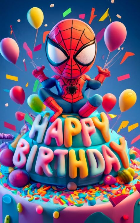 Spiderman Background Birthday, Happy Birthday Brother Cake, Cute Spiderman, Happy Birthday Spiderman, Birthday Spiderman, Birthday Status, Baby Spiderman, Happy Birthday Kids, Draw Eyes