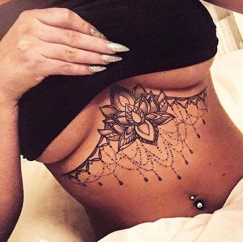 Underboob Tattoos, Underboob Tattoo Designs, Stomach Tattoos Women, Tato Minimal, Underboob Tattoo, Chest Tattoos For Women, Pretty Tattoos For Women, Dope Tattoos For Women, Stomach Tattoos