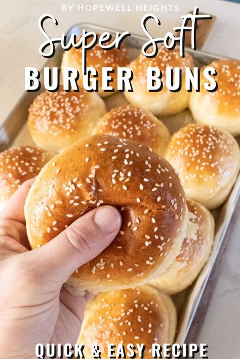 Soft Burger Buns, Hopewell Heights, Amish Bread Recipes, Homemade Burger Buns, Burger Buns Recipe, Hamburger Bun Recipe, Homemade Hamburger Buns, Burger Bun, Homemade Buns