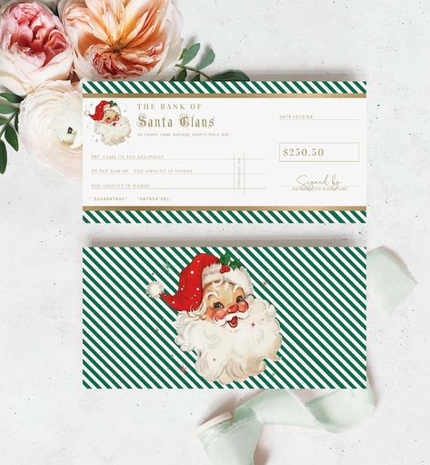 Santa Bank Christmas Cheque Fake Bank Cheque Gift Voucher - Etsy Australia Christmas Printable Templates, Christmas Party Inspiration, Christmas Vouchers, Christmas Coupons, Printable Gift Certificate, Office Christmas Party, Diy Templates, Office Christmas, Gift Coupons