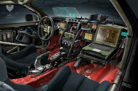 Elysium car interior Cyberpunk Car, Echipament Tactic, Tactical Truck, Custom Car Interior, Bug Out Vehicle, Rat Fink, Concept Car Design, Truck Interior, Expedition Vehicle