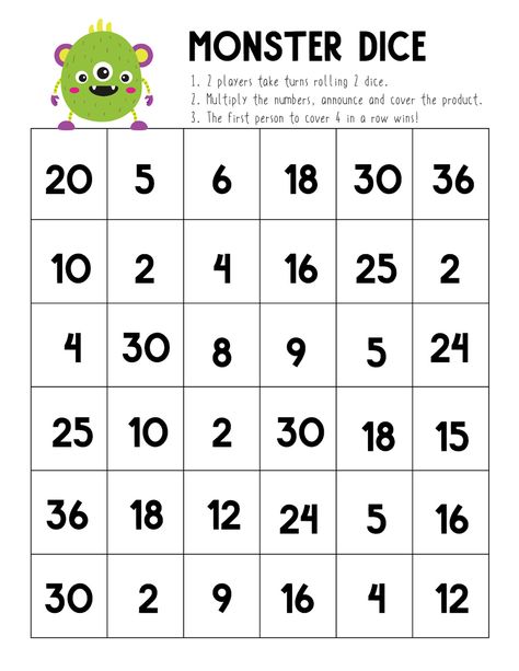 These Monster Math Game printable pages will help your elementary aged child practice their math skills in a fun and interactive way. Four fun games that will help them with addition, subtraction and multiplication. Includes a blank booklet so you can create your own math problems, too! #earlyeducation #kidsactivities #printables #math #homeschool Fun Multiplication Games, Dice Addition, Free Math Games, Learning Multiplication, Teacher Aesthetic, Multiplication Games, Mathematics Worksheets, Math Multiplication, Addition Worksheets