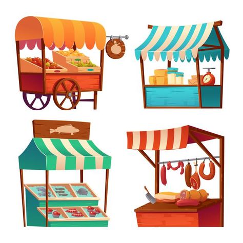 Christmas Market Stall, Stand Feria, Background Eraser, Food Fair, Street Food Market, Cartoon Food, Episode Backgrounds, Vector Food, Market Stall