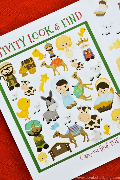 FREE Nativity Look and Find Printable - keep the kids busy on Christmas Eve! Printable Nativity, Christmas Sunday School, Christmas Sunday, Advent Crafts, Look And Find, Christ Centered Christmas, Happy Birthday Jesus, Church Crafts, Nativity Crafts