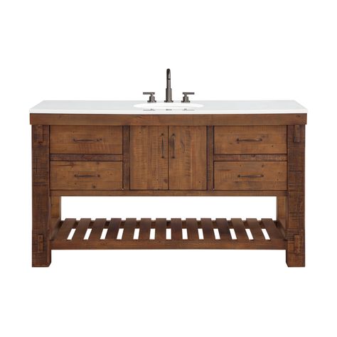 Highbury Furnishings Bromley 60" Single Bathroom Vanity with Quartz Top & Reviews | Wayfair Poolside Furniture, Natural Living Room, Dovetail Joinery, Merola Tile, Single Sink Bathroom Vanity, Rustic Lighting, Bathroom Vanity Set, Undermount Sink, Single Sink