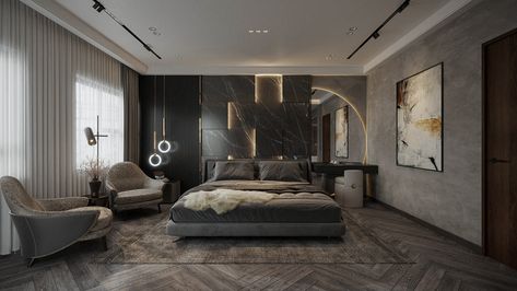 MASTER BEDROOM on Behance Urban Apartment, Spacious Living Room, Luxurious Bedrooms, Bedroom Apartment, Modern Bedroom, Modern Luxury, Bedroom Interior, Room Inspiration, Bedroom Design