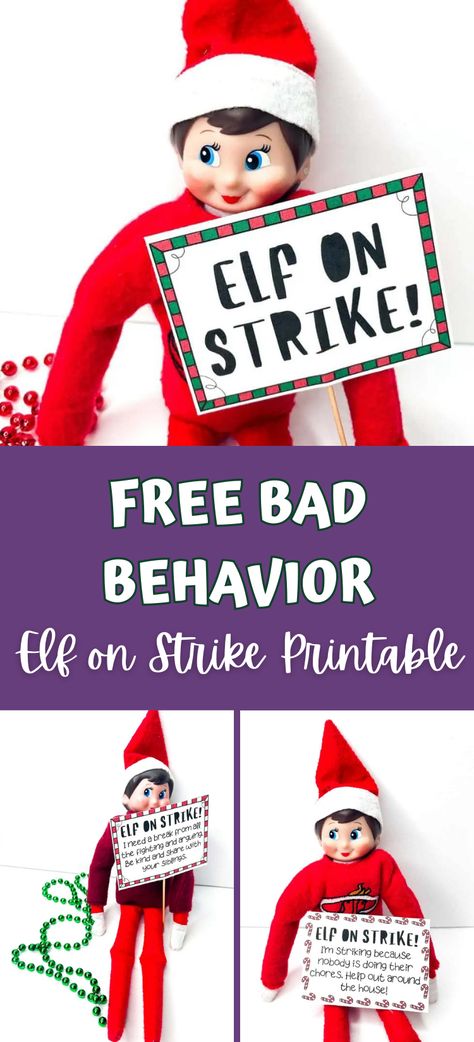 The bad behavior Elf on strike printable introduces a creative and playful way to encourage good behavior in children during the holiday season. This concept involves the mischievous scout elf taking a break from their usual antics and presenting signs to convey their reasons for not moving. These printable signs serve as a visual reminder to kids about the importance of positive behavior during this festive time. Kids Bad Elf On The Shelf, Elf When Kids Are Bad, Elf On Strike For Bad Behavior Printable, Elf Warning For Bad Behaviour, Elf Not Moving Bad Behavior, Elf Bad Behavior Letter, Elf On The Shelf Bad Behavior Warning, Bad Kids Elf On The Shelf, Elf Note For Bad Behavior