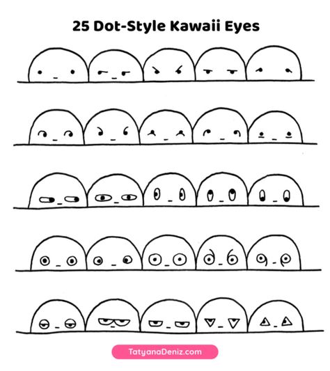 How to draw kawaii eyes - Dot Style Doodle Eyes, Kawaii Eyes, Draw Kawaii, Drawing Kawaii, 심플한 그림, Doodle Characters, Kawaii Faces, 그림 낙서, Doodle Art Journals