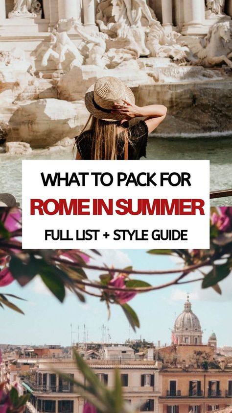 Full packing list for Rome in summer and style guide to be comfortable sightseeing, know what to wear to visit Rome churches and look good! Tips form a local who loves fashion and insider notes on what to wear and what not to wear in Rome #rome #italy #packing #style #packinglist Summer Outfits For Rome, Italy Travel Outfits Summer, Outfit For Rome Summer, Florence Italy Fashion Summer, Rome Holiday Outfit, Clothes To Wear In Italy Summer, What To Wear To The Vatican, What To Wear In Florence Italy Summer, Trip To Italy Outfits Summer