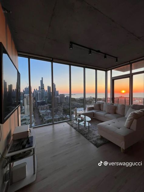 Penthouse Aesthetic, Nyc Penthouse, City View Apartment, Aesthetic Apartment, Apartment View, High Rise Apartments, Dream Apartment Decor, Future Apartment Decor, Apartment Aesthetic