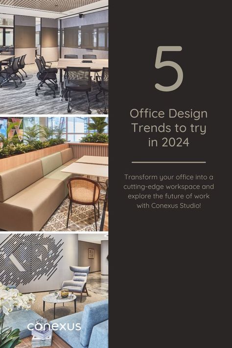 Keep up with the latest trends in office design with Conexus Studio, from sustainable biophilic offices to modern digital-first workplaces and many more. #officedesigntrends2024 #workplaceinnovation #officedesignideas Biophilic Office, Office Design Trends, Trend 2024, Workplace Design, Workspace Design, Office Interior, Trends 2024, Office Interior Design, Office Design