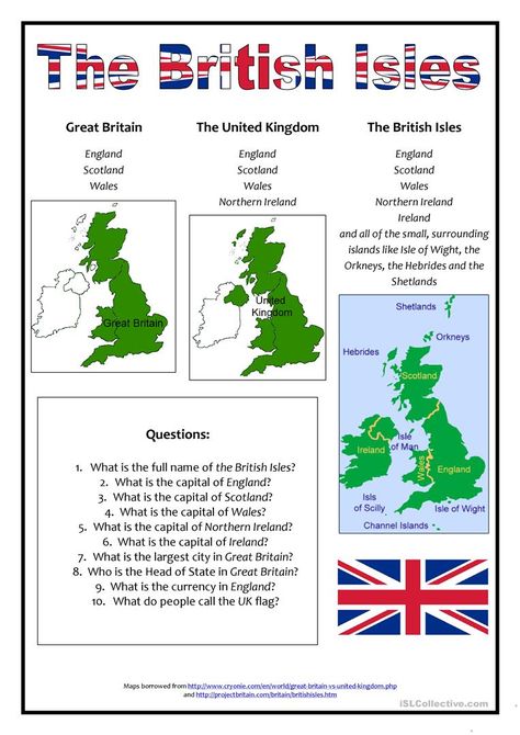 The British Isles - English ESL Worksheets British Isles Map, British Isles Cruise, Sister Trip, Geography Quiz, Geography Worksheets, 6th Grade Social Studies, British Things, English Summer, Basic Skills