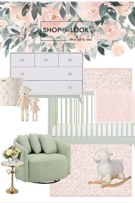 Blush Pink And Green Nursery, Lambs And Ivy Nursery Girl, Sage Floral Nursery, Sage And Dusty Rose Nursery, Sage Green And Pink Nursery Girl, Sage Green And Blush Pink Nursery, Sage Green Pink Nursery, Green And Pink Baby Room, Pink And Sage Nursery