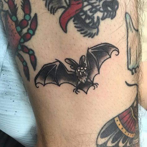 Bat Filler Tattoo, Trad Bat Tattoo, Bat Flash Tattoo, American Traditional Bat Tattoo, Traditional Bat Tattoo, Bat Tattoo, Stick N Poke Tattoo, Spider Tattoo, Poke Tattoo