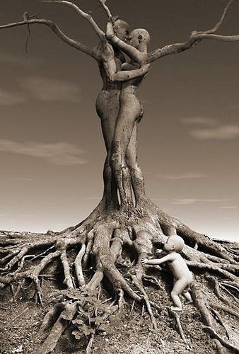 ♥~The Love of Twin Flames is the greatest love on Earth  as ONE soul in two bodies  The Divine Masculine and the Divine Feminine  pure Divine Love  Heaven on Earth~ Boom Kunst, Tree People, Tree Carving, 웃긴 사진, Afro Art, Fotografi Potret, Pics Art, Beautiful Tree, Akita