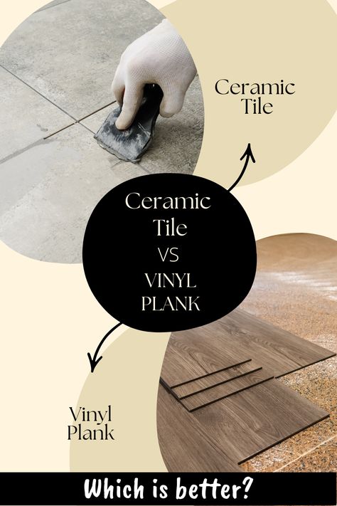 Ceramic Tile vs Vinyl Plank: Which Is Better? Your flooring choice can have a huge impact on your decorating options. Because changing out your flooring is extremely disruptive, you want to make a choice that you can enjoy and rely on for the long term. Tile Vs Laminate Flooring, Ceramic Planks Tile Flooring, Whole House Tile Flooring, Bathroom With Vinyl Plank Flooring, Wood Like Tile, Plank Tile Flooring, Timber Tiles, Best Vinyl Flooring, Entryway Tile