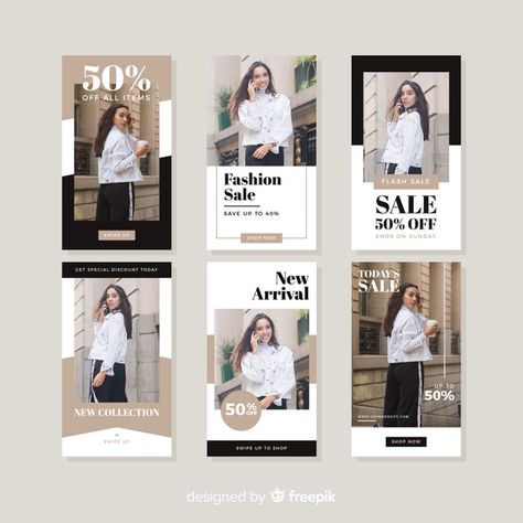 Fashion sale instagram stories collectio Free Vector Instagram Story Fashion, Instagram Branding Design, Fashion Poster Design, Fashion Banner, Vector Frame, Desain Editorial, Portfolio Design Layout, Instagram Template Design, Fashion Layout