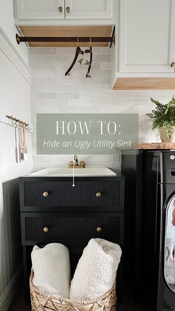 Laundry Room Sink Cabinet The Home Depot, Utility Sink Ideas Mudroom, Small Laundry Room Utility Sink, Skirted Sink Laundry Room, How To Make A Small Laundry Room Functional, Bathroom Sink Cover Diy, Laundry Room Design On A Budget, Laundry Room Tub Sink, Faux Cabinet For Utility Sink